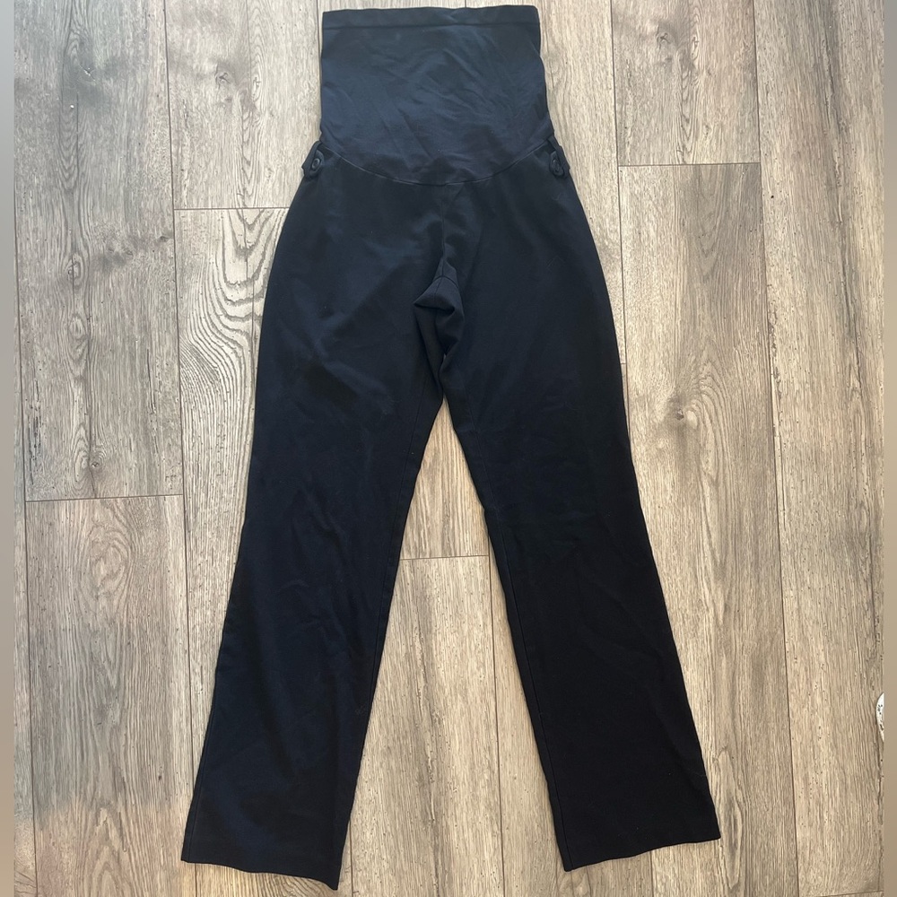 Motherhood Maternity Full Panel Work Pants Slacks Wide Straight Leg Black Small